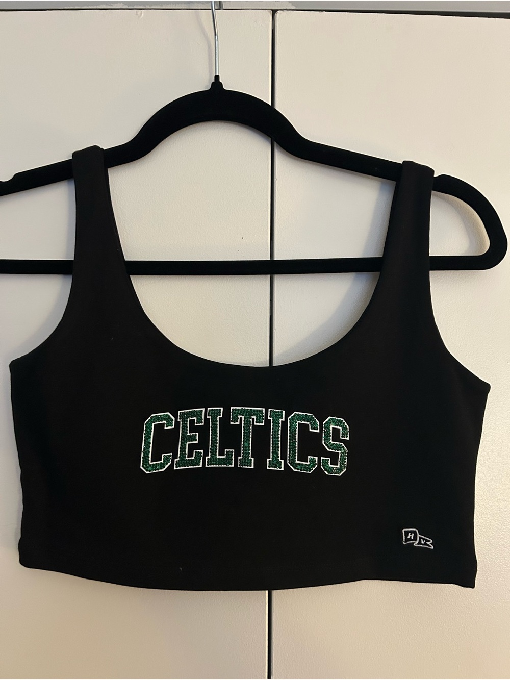 Celtics Black Cropped Tank Top - Branded Graphic Crop